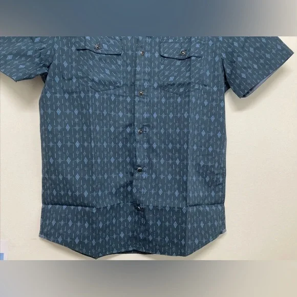 Flag & Anthem Men’s Western Shirt Plaid Snap Button Up Shirt Blue Navy Medium M - Picture 5 of 11